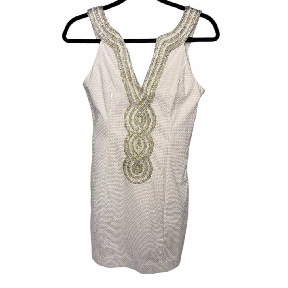 Lilly Pulitzer Women’s Dress Size 0 White with Gold Accents